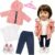 Gulxwis Vestiti per Bambole 35–43 cm, Set Abbigliamento 5 Pezzi Arancione Rosa con Giacca, Maglietta, Pantaloni, Scarpe e Appendiabiti, Outfit Bambola, Accessori Bambola, Regalo per Bambine – B0GTYJY35G