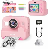 Macchina Fotografica Bambini Istantanea, 2,4 Pollici 1080P Fotocamera Bambini Selfie con Carta da Stampa e 32GB Scheda, Giocattolo Regalo di Natale Bambino e Bambina 3 4 5 6 7 8 Anni (Rosa) – B0D86FCL7Q
