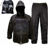 Auto Accessori Lupex Tuta Moto Impermeabile Antipioggia Antivento, taglia XL, colore nero, set di giacca e pantalone da pioggia con cappuccio a scomparsa, Unisex Uomo Donna – B0BF5MXH19