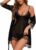 Tuopuda Lingerie Donna Sexy Intima Babydoll in Pizzo Camicia da Notte in Maglia Intima da Notte Scollo a V Aperto Mini Abito a Rete con Perizoma – B0DQ6V1WDW