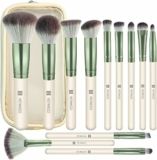 HEYMKGO Pennelli Make Up 12PCS Set di pennelli professionali per il trucco Premium sintetici per fondotinta polvere fard labbra ombretto sopracciglia kit di pennelli per il trucco con borsa da viaggio – B0D5YG67KV