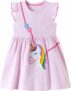 Bambina Vestito Unicorno in Cotone con Girocollo Abito Estivo Manica Corta da Principessa per Feste Compleanni e Occasioni Speciali Taglia 2-8 Anni – B0GK8DL1K5