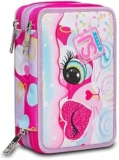 SJ GANG STYLE JAM GANG, Astuccio Scuola 3 Zip, HEART LOLLY, Rosa, Triplo scomparto, 45 pezzi, Attrezzato con Matite, Pennarelli e altro, Portapenne Scuola Bambina – B0BSYB12F3