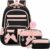 Amythe Zaino Scuola Elementare Bambina 3 Pezzi, Set Zaini Bambina Set 6-11 anni con Sacchetto per Pranzo e Astuccio per Matite, Zainetto Ragazza per Scuola, Nero – B0F9DSMM3Q