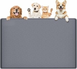 Tappetino per cibo per cani, extra large, 86 x 56 cm, in silicone, con bordo rialzato, per animali domestici di taglia piccola, media e grande, antiscivolo, facile da pulire (grigio scuro) – B0FHQCLQ7S