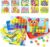 AMOSTING gioco chiodini per bambini 2, 3 anni, gioco di abbinamento colorato, giocattoli prima infanzia, puzzle regalo di compleanno per bambino-20 carte e 46 pulsanti – B08ZS6V988