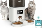 Distributore Automatico per Cani e Gatti con 2 Ciotole, PWEZON 6L WiFi Alimentatore Automatico per Animali Domestici con Controllo delle Porzioni, Timer e di Registrazione del Suono – B0B873BT8X