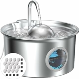 Fontanella per Gatti Acciaio Fontana Gatto: Fontana per Gatti Automatico – 2.6L Fontanella Gatto – Dispenser Acqua Gattis Silenziosa – Distributore Acqua Cani con Cavo – con 8 Filtris + 8 Spugnes – B0GYDDRDQY