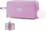 Astuccio 3 Scomparti Bambina, Astuccio Scuola Grande Capacità, Corduroy Borsa per Matite, Aesthetic Astucci per Scuola, Ufficio e Viaggi, Viola – B0GTLTLF9W