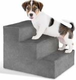 tectake® Scala per Animali Domestici, Stabile e Leggera, Rivestimento in Peluche Antiscivolo, Rampa Adatta a Cani e Gatti di Tutte le Taglie, Materiali Robusti, 37 x 45 x 34,5 cm – Grigio – B0DDQ77624