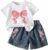 eqenkely Vestiti Bambina Outfit Set T-Shirt da Manica Corta + Pantaloni di Jeans Corta 2 Pezzi Abbigliamento Estivo per Bambine – B0GT1T4MH3