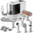 Fudajo Set per toelettatura di animali domestici 6 in 1, aspira peli per cani e gatti, tosatrice per cani, con accessori per la cura del pelo, colore bianco – B0DK618293