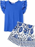 Arshiner Set di Abbigliamento per Ragazze T-shirt Estiva Pantaloncini Completo Bambini Cotone Maniche Volant Set di Abbigliamento per il Tempo Libero Moda Due Pezzi Ragazze con Tasca 6-14 Anni – B0G4QNFP9F