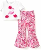 PATPAT Set di Abbigliamento per Ragazze, Pantaloni della Tuta Casual e Pantaloni a Campana, Vestiti Bambina di T-shirt Estive a Maniche Corte per Bambini, Regalo Estivo 3-12 Anni Coordinati 3 Colori – B0CTQVSRK6