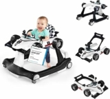 COSTWAY Girello per Bambini 4 in 1, Altezza e Velocità Regolabili (Bianco) – B0BT799BR3