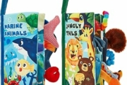 hahaland Libri di Stoffa Neonati 2 Pezzi – Code Animali Libretti Morbidi Giungla Bambini Sensoriali Libricino Interattivo, Libro Tattile per Tummy Time 0 6 12 Mesi – B092J6Q6B5