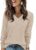 Fisoew Maglione Leggero a Maniche Lunghe con Scollo a V da Donna Elegante Pullover in Maglia a Costine Felpa – B0FD9JSZG3