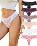 ALL OF SHE Perizoma Donna in Pizzo Sexy, Tanga Donna Seducente Intimo Donna Elegante, Lingerie Donna 6 Pezzi per Uso Quotidiano, Taglie S-XL – B0FDWSZKL2
