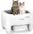 Lettiera Gatto Autopulente Con APP, XXL Lettiera Automatica per Gatti Sicurezza Anti-Pizzicamento, Design Aperto con Ingresso dall’Alto per Gatti Grandi e Multipli, Deodorizzazione, Bianco – B0GGBJVH68