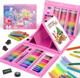 Spardar kit Disegno per Bambini, 240 Pezzi Valigetta Colori Deluxe con Cavalletto a tre Ante, Kit da Disegno con Pastelli a Olio, Pastelli, Pennarelli, ecc., Regalo per Bambini Principianti – B0B9BC561Q