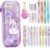 Set Scuola Cancelleria Aesthetic, Astuccio Unicorni con 20+ Forniture Scolastiche, 4 Evidenziatori | 4 Penne Gel | 4 Matita Meccanica, Unicorno Bambina Regalo, Viola – B0FGHV4BYR