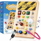 Busy Board Montessori Activity Board a Partire da 1 Anno Giocattolo Montessori in Legno con 8 interruttori, 15 luci a LED, 6 musiche per Neonati e Bambini Piccoli Educazione sensoriale – B0CLGS3Q1S