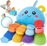 hahaland Giochi Montessori 6 Mesi, Peluche Polpo Multisensoriale con Sonaglio & Specchio, Giochi Tummy Time Neonato con Dentizione, Regalo Neonato 0 3 6 9 Mesi – B0DRNLZMCB