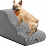 Feandrea Scala a 3 Gradini per Cani, Pendenza per Letto, Divano, Scaletta per Animali Domestici Impermeabile e Antiscivolo, Copertura Sfoderabile e Lavabile, Maniglia, Grigio Tortora PPS003G01 – B0DZC33MRF