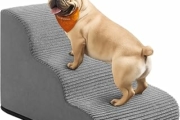 Feandrea Scala a 3 Gradini per Cani, Pendenza per Letto, Divano, Scaletta per Animali Domestici Impermeabile e Antiscivolo, Copertura Sfoderabile e Lavabile, Maniglia, Grigio Tortora PPS003G01 – B0DZC33MRF