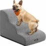 Feandrea Scala a 3 Gradini per Cani, Pendenza per Letto, Divano, Scaletta per Animali Domestici Impermeabile e Antiscivolo, Copertura Sfoderabile e Lavabile, Maniglia, Grigio Tortora PPS003G01 – B0DZC33MRF