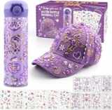Regalo Bambina 4 5 6 7 8 9 10 11 Anni, Kit Borraccia e Berretto da Baseball Fai Da Te con Gemma e Unicorno Adesivi, Natale Compleanno Regali per Ragazze DIY Bottiglia D’acqua e Cappellino da Baseball – B0BMPMZHQP