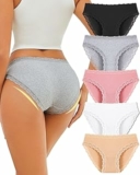ALL OF SHE Mutande Donna Cotone – Slip Donna Cotone Morbido con Pizzo, Biancheria Intima Comoda e Traspirante, Confezione da 5 Slip, Taglie S-2XL – B0FJ7ZC5BY
