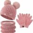 ZASFOU Cappello Invernale Sciarpa Guanti Touch Screen Set per Bambini 3-6-12 Anni Berretto Cappelli in Maglia con Pompon Scaldacollo Guanto Regali per Ragazze Ragazzo – B0CDLNCBMF