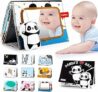beiens Libri Tattile Sensoriali Stoffa Neonati, Giocattoli a Specchio per Bambini, Panda Giochi Montessori Neonato 0 3 6 12 Mesi, Tummy Time Libro sensoriale Bianco e Nero Passeggino Educativi Regali – B08QZ326QB
