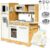 Mamabrum Cucina Giocattolo per Bambini in Legno con Luci LED – Cucina Educativa con Forno, Microonde e Accessori – Set da Gioco con Piano Cottura, Frigorifero e Utensili – 93x30x82cm – Naturale – B08NZ36R2S