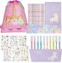 OFFCUP Set Cancelleria Unicorno, 32Pcs per Regalo Bambina, Astuccio con Motivo, Penne Colorate, Matite, Quaderni, Adesivi (Corno di Unicorno) – B0CHF1RQVH