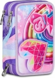 SJ GANG STYLE JAM GANG Astuccio Scuola 3 Zip, Rosa, Portapenne Triplo Scomparto Completo Di Penne, Matite, Colori, Accessori Zaino, Scuole Elementari, Bambina – B0DZHMVFGJ