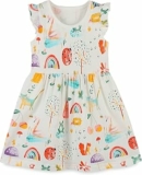TEDD Abito da Bambina Stampa Unicorno e Fiori Vestito Senza Maniche Corte Estivo in Cotone A-Line Abiti da Festa per Bambine 1-8 Anni – B09Y21Q4PY