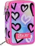 SJ GANG STYLE JAM GANG Astuccio Scuola 3 Zip, Rosa, Portapenne Triplo Scomparto Completo Di Penne, Matite, Colori, Accessori Zaino, Scuole Elementari, Bambina – B0DZHJ1VWT