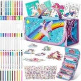 Auney Regalo Bambina 4 5 6 7 8 9 10 Anni,Unicorno Set Cancelleria Bambina,Kit Cartoleria Kawaii include Astuccio Portapenne-Pennarelli Profumati-Pastelli-Penna Neutra-Penne Colorate-Matite (Blu) – B0BGFH88CX