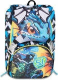 SJ GANG STYLE JAM GANG Zaino Scuola Estensibile Big METAL DRAGON BOY, Blu, 24 L, Zip laterali, ali drago sollevabili, Tasca portaborraccia, Scuola elementare e media, Bambino, Ragazzo – B0GKQP1YZP